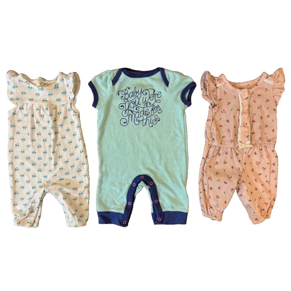 Caters Cloud Island Baby Girl Newborn Pants Rompers Outfits Lot Made For This
